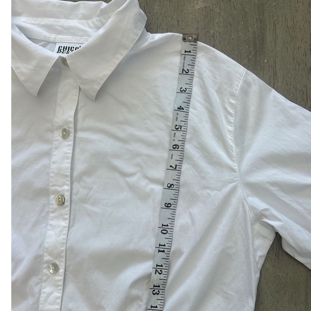 Chicos Design White Button Down Shirt Long Sleeve Cotton Blend Size 3 Large XL - Picture 8 of 8